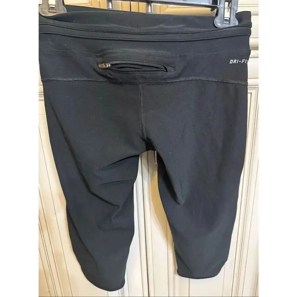 Nike Women's Dri-fit Running Cropped Capri Activewear Leggings Black Small